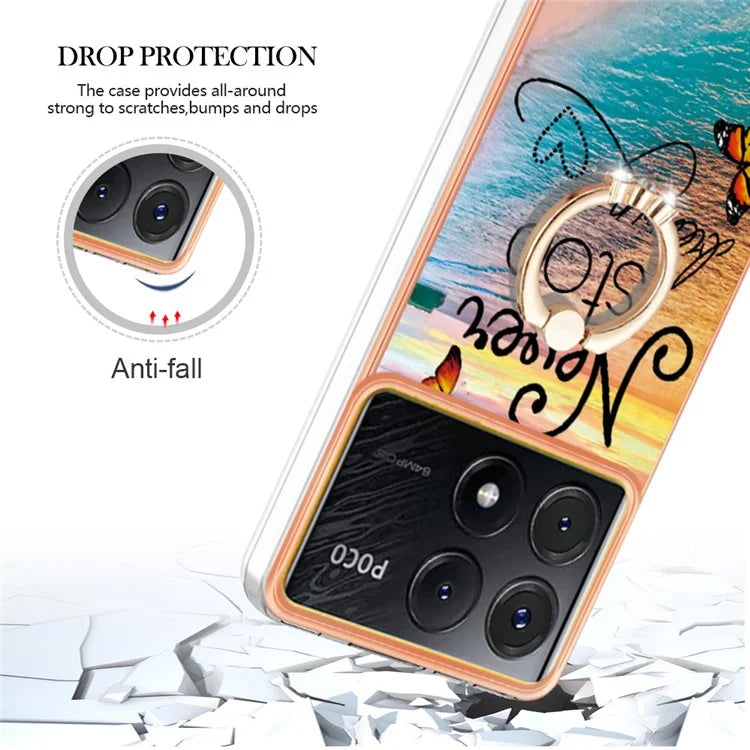 YB IMD Series-6 For Xiaomi Poco X6 Pro 5G / Redmi K70E 5G Kickstand Case Electroplating TPU Phone Cover
