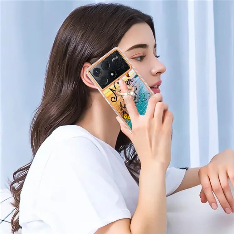YB IMD Series-6 For Xiaomi Poco X6 Pro 5G / Redmi K70E 5G Kickstand Case Electroplating TPU Phone Cover