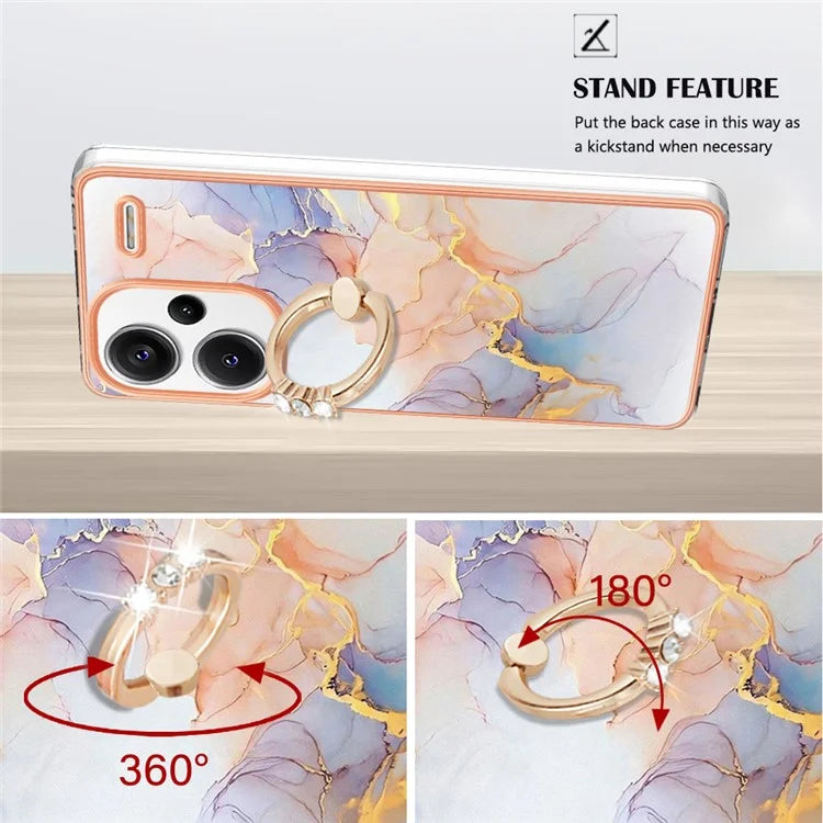 YB IMD Series-6 For Xiaomi Redmi Note 13 Pro+ 5G Electroplating Case TPU Rotary Kickstand Phone Cover