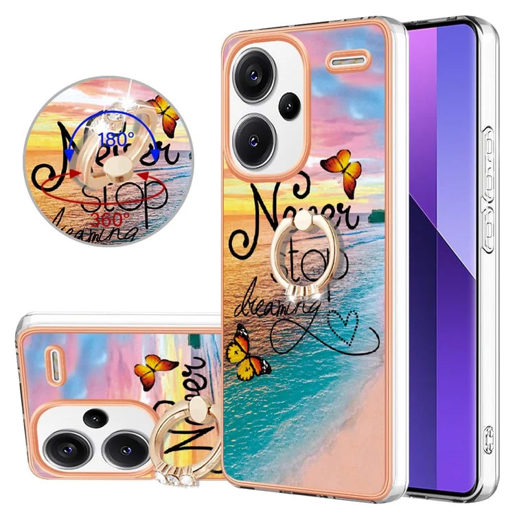 YB IMD Series-6 For Xiaomi Redmi Note 13 Pro+ 5G Electroplating Case TPU Rotary Kickstand Phone Cover