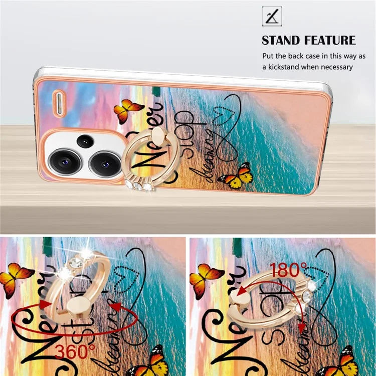 YB IMD Series-6 For Xiaomi Redmi Note 13 Pro+ 5G Electroplating Case TPU Rotary Kickstand Phone Cover