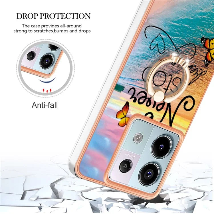 YB IMD Series-6 For Xiaomi Redmi Note 13 Pro 5G / Poco X6 5G TPU Case Ring Kickstand Cell Phone Cover