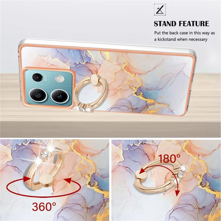 YB IMD Series-6 For Xiaomi Redmi Note 13 5G Rotary Kickstand Case TPU Cell Phone Electroplating Cover