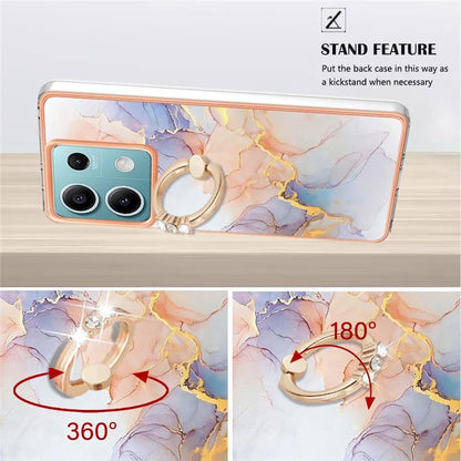 YB IMD Series-6 For Xiaomi Redmi Note 13 5G Rotary Kickstand Case TPU Cell Phone Electroplating Cover