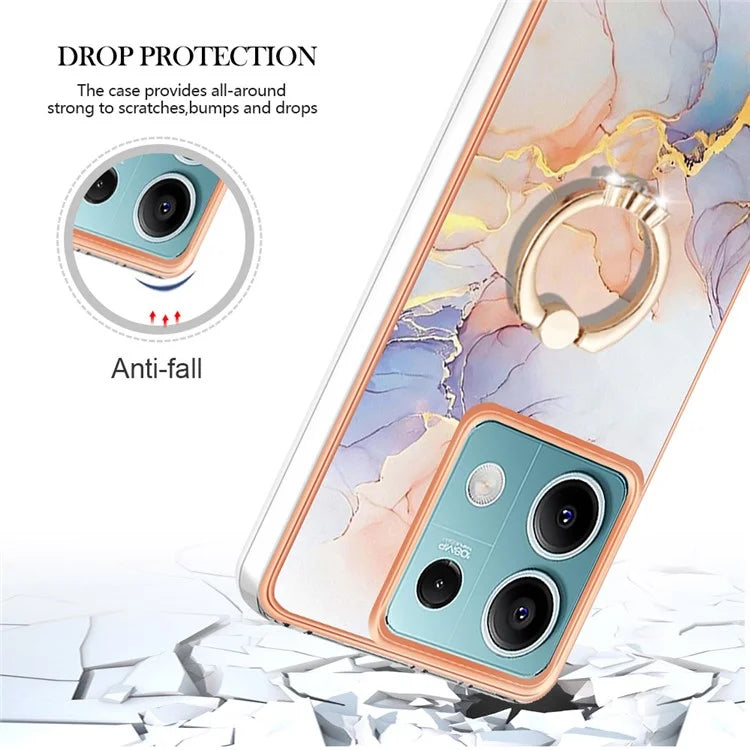 YB IMD Series-6 For Xiaomi Redmi Note 13 5G Rotary Kickstand Case TPU Cell Phone Electroplating Cover