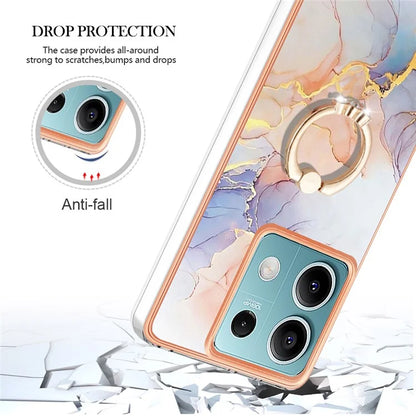 YB IMD Series-6 For Xiaomi Redmi Note 13 5G Rotary Kickstand Case TPU Cell Phone Electroplating Cover