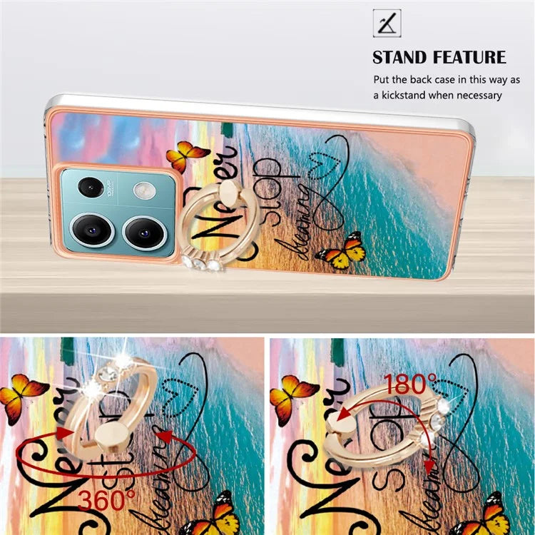 YB IMD Series-6 For Xiaomi Redmi Note 13 5G Rotary Kickstand Case TPU Cell Phone Electroplating Cover