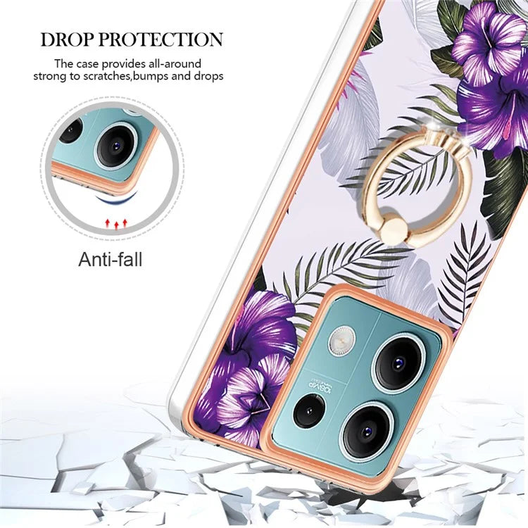 YB IMD Series-6 For Xiaomi Redmi Note 13 5G Rotary Kickstand Case TPU Cell Phone Electroplating Cover