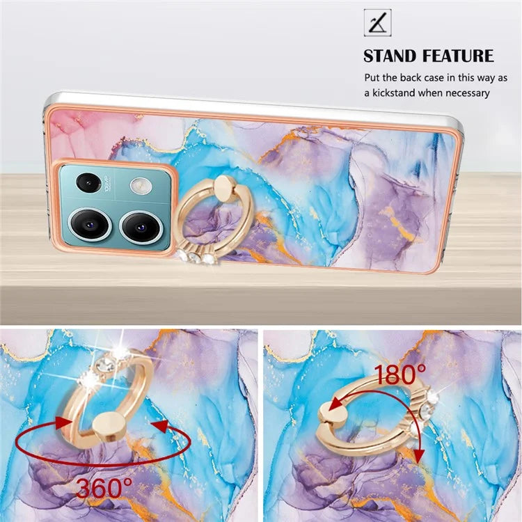 YB IMD Series-6 For Xiaomi Redmi Note 13 5G Rotary Kickstand Case TPU Cell Phone Electroplating Cover