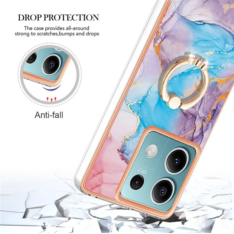YB IMD Series-6 For Xiaomi Redmi Note 13 5G Rotary Kickstand Case TPU Cell Phone Electroplating Cover
