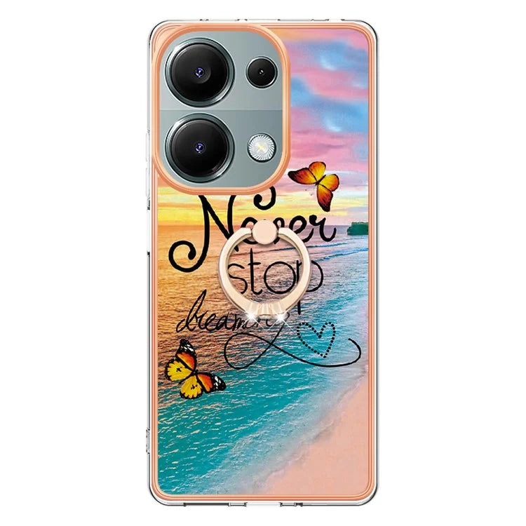 YB IMD Series-6 For Xiaomi Redmi Note 13 Pro 4G / Poco M6 Pro 4G Case Electroplating Edge TPU Phone Kickstand Cover