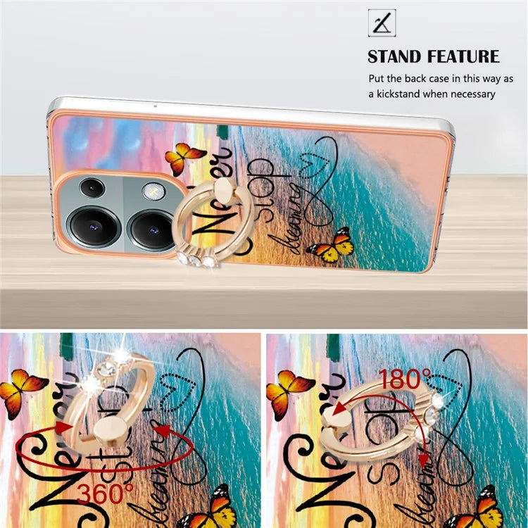 YB IMD Series-6 For Xiaomi Redmi Note 13 Pro 4G / Poco M6 Pro 4G Case Electroplating Edge TPU Phone Kickstand Cover