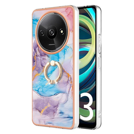 YB IMD Series-6 For Xiaomi Redmi A3 / Poco C61 4G Electroplating Phone Case TPU Ring Kickstand Phone Shell