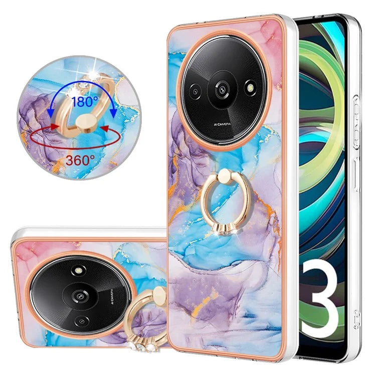 YB IMD Series-6 For Xiaomi Redmi A3 / Poco C61 4G Electroplating Phone Case TPU Ring Kickstand Phone Shell