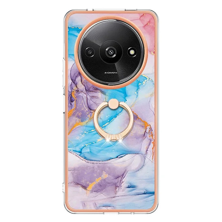 YB IMD Series-6 For Xiaomi Redmi A3 / Poco C61 4G Electroplating Phone Case TPU Ring Kickstand Phone Shell
