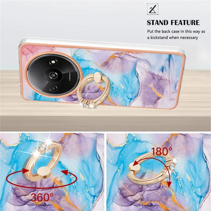 YB IMD Series-6 For Xiaomi Redmi A3 / Poco C61 4G Electroplating Phone Case TPU Ring Kickstand Phone Shell