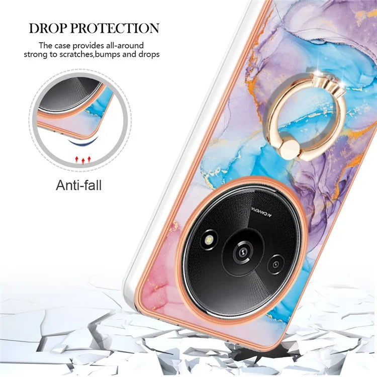 YB IMD Series-6 For Xiaomi Redmi A3 / Poco C61 4G Electroplating Phone Case TPU Ring Kickstand Phone Shell