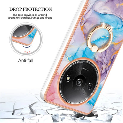 YB IMD Series-6 For Xiaomi Redmi A3 / Poco C61 4G Electroplating Phone Case TPU Ring Kickstand Phone Shell