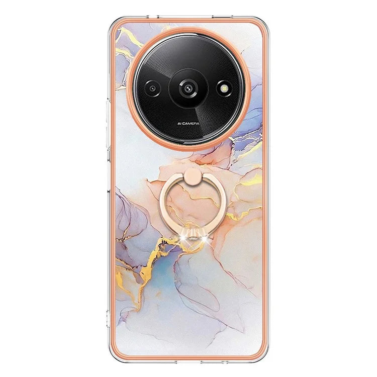 YB IMD Series-6 For Xiaomi Redmi A3 / Poco C61 4G Electroplating Phone Case TPU Ring Kickstand Phone Shell