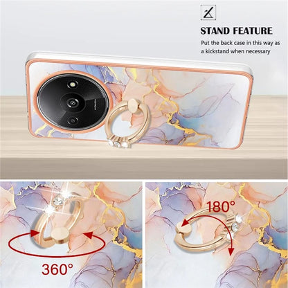 YB IMD Series-6 For Xiaomi Redmi A3 / Poco C61 4G Electroplating Phone Case TPU Ring Kickstand Phone Shell