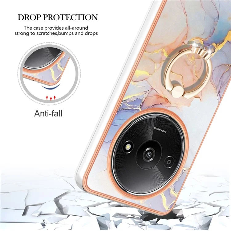 YB IMD Series-6 For Xiaomi Redmi A3 / Poco C61 4G Electroplating Phone Case TPU Ring Kickstand Phone Shell
