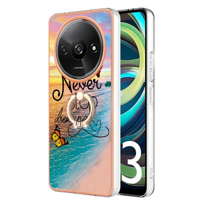 YB IMD Series-6 For Xiaomi Redmi A3 / Poco C61 4G Electroplating Phone Case TPU Ring Kickstand Phone Shell
