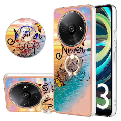 YB IMD Series-6 For Xiaomi Redmi A3 / Poco C61 4G Electroplating Phone Case TPU Ring Kickstand Phone Shell
