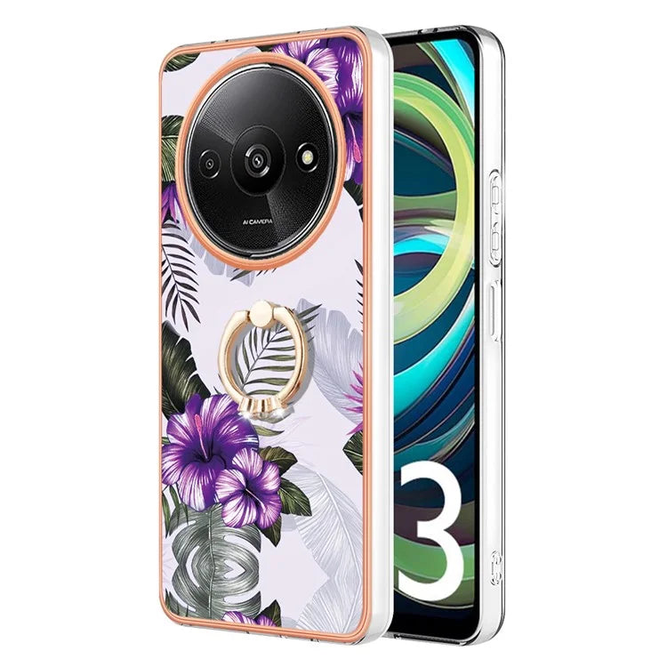 YB IMD Series-6 For Xiaomi Redmi A3 / Poco C61 4G Electroplating Phone Case TPU Ring Kickstand Phone Shell