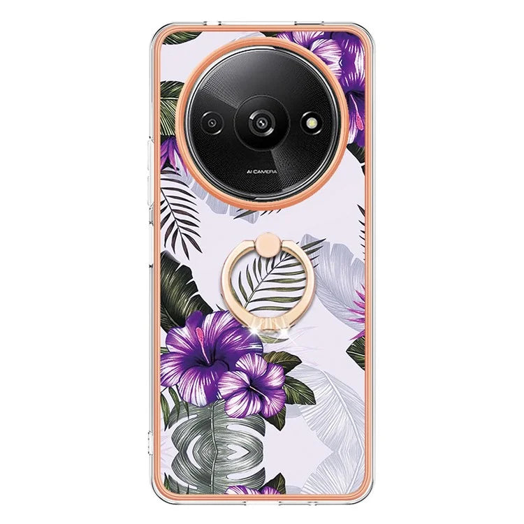 YB IMD Series-6 For Xiaomi Redmi A3 / Poco C61 4G Electroplating Phone Case TPU Ring Kickstand Phone Shell