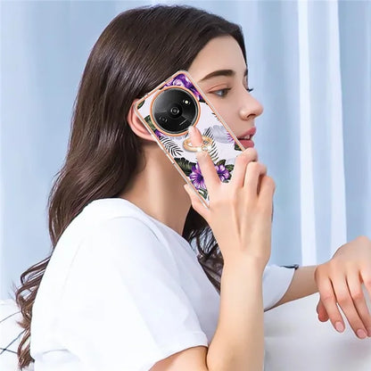 YB IMD Series-6 For Xiaomi Redmi A3 / Poco C61 4G Electroplating Phone Case TPU Ring Kickstand Phone Shell