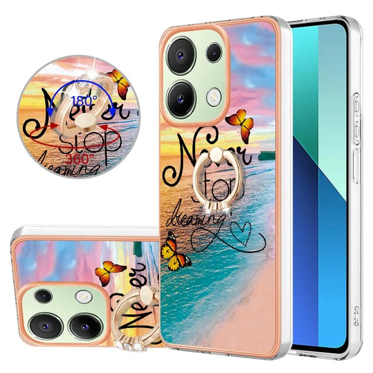YB IMD Series-6 For Xiaomi Redmi Note 13 4G Anti-fall Phone Cover Ring Kickstand TPU Case