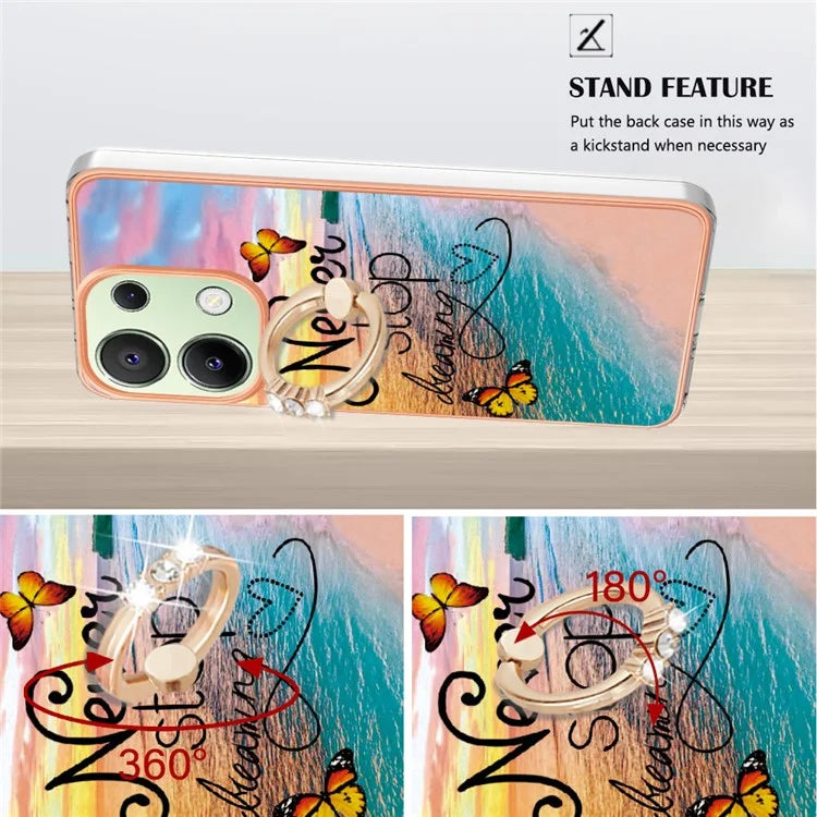 YB IMD Series-6 For Xiaomi Redmi Note 13 4G Anti-fall Phone Cover Ring Kickstand TPU Case