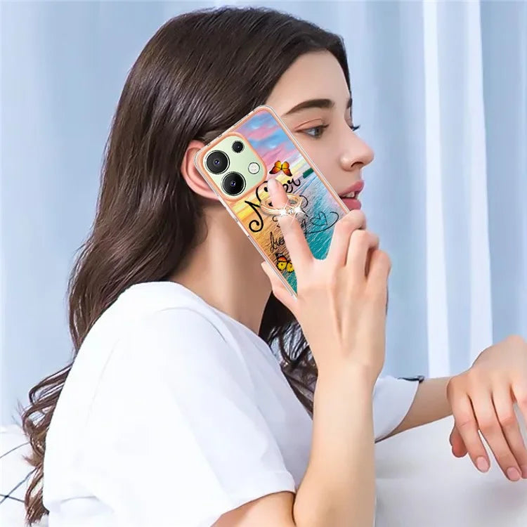 YB IMD Series-6 For Xiaomi Redmi Note 13 4G Anti-fall Phone Cover Ring Kickstand TPU Case