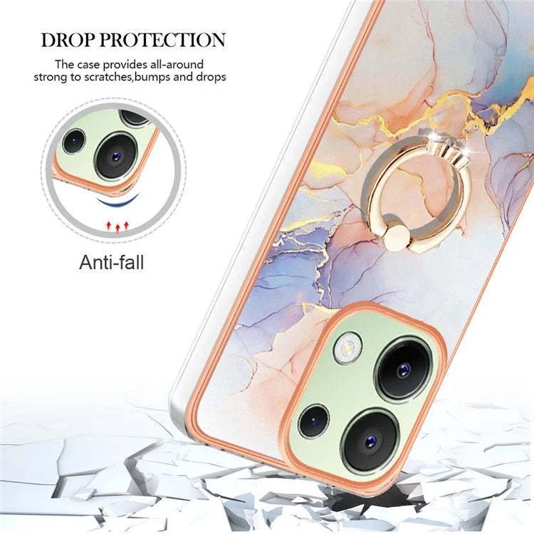 YB IMD Series-6 For Xiaomi Redmi Note 13 4G Anti-fall Phone Cover Ring Kickstand TPU Case