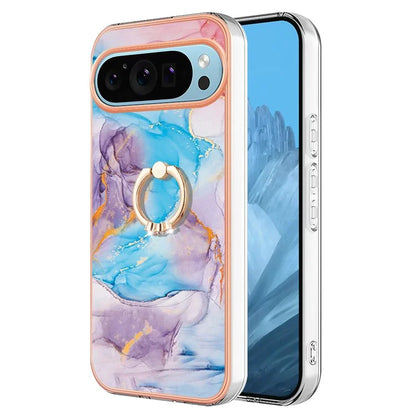 YB IMD Series-6 For Google Pixel 9 / Pixel 9 Pro Kickstand Case IMD Pattern Electroplating TPU Phone Cover