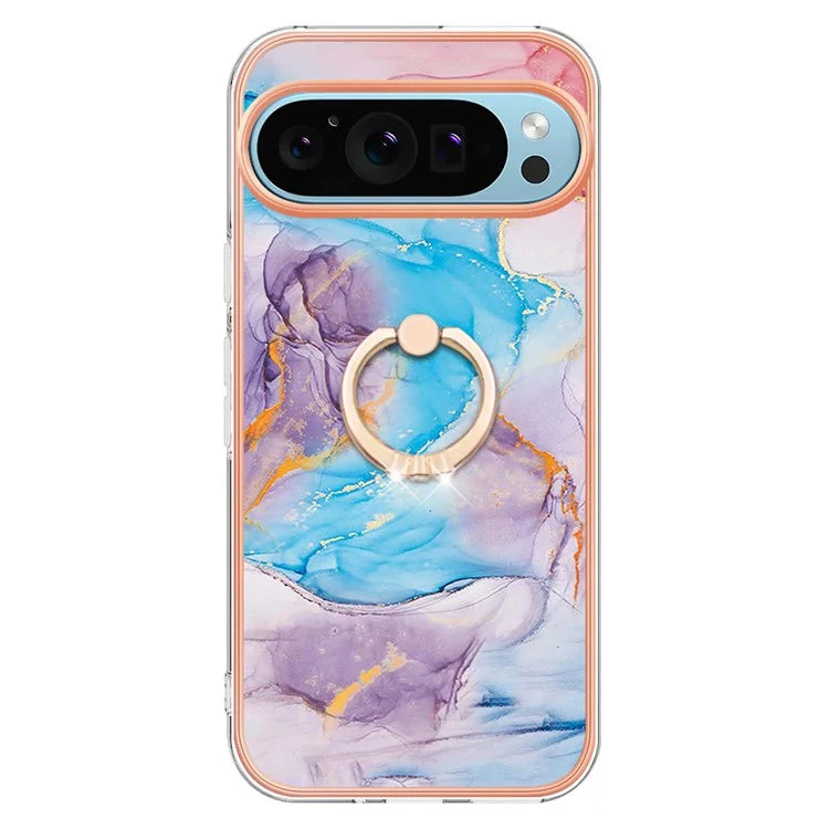 YB IMD Series-6 For Google Pixel 9 / Pixel 9 Pro Kickstand Case IMD Pattern Electroplating TPU Phone Cover