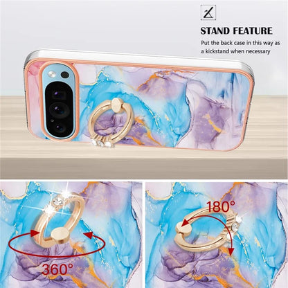 YB IMD Series-6 For Google Pixel 9 / Pixel 9 Pro Kickstand Case IMD Pattern Electroplating TPU Phone Cover