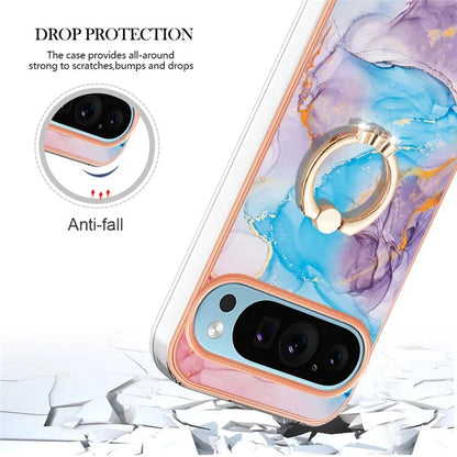 YB IMD Series-6 For Google Pixel 9 / Pixel 9 Pro Kickstand Case IMD Pattern Electroplating TPU Phone Cover