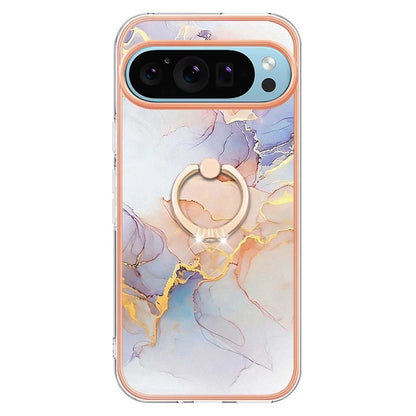 YB IMD Series-6 For Google Pixel 9 / Pixel 9 Pro Kickstand Case IMD Pattern Electroplating TPU Phone Cover