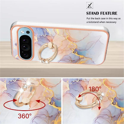 YB IMD Series-6 For Google Pixel 9 / Pixel 9 Pro Kickstand Case IMD Pattern Electroplating TPU Phone Cover