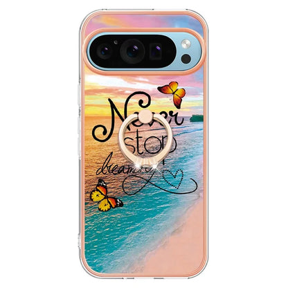 YB IMD Series-6 For Google Pixel 9 / Pixel 9 Pro Kickstand Case IMD Pattern Electroplating TPU Phone Cover