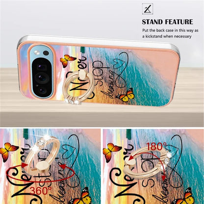 YB IMD Series-6 For Google Pixel 9 / Pixel 9 Pro Kickstand Case IMD Pattern Electroplating TPU Phone Cover