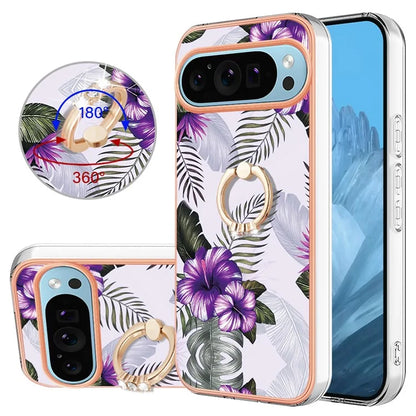 YB IMD Series-6 For Google Pixel 9 / Pixel 9 Pro Kickstand Case IMD Pattern Electroplating TPU Phone Cover