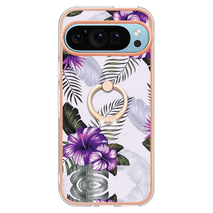 YB IMD Series-6 For Google Pixel 9 / Pixel 9 Pro Kickstand Case IMD Pattern Electroplating TPU Phone Cover