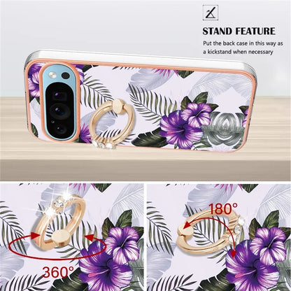 YB IMD Series-6 For Google Pixel 9 / Pixel 9 Pro Kickstand Case IMD Pattern Electroplating TPU Phone Cover