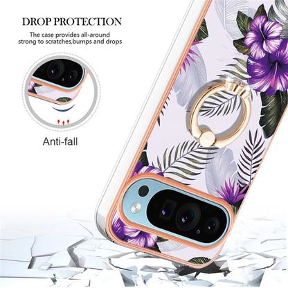 YB IMD Series-6 For Google Pixel 9 / Pixel 9 Pro Kickstand Case IMD Pattern Electroplating TPU Phone Cover