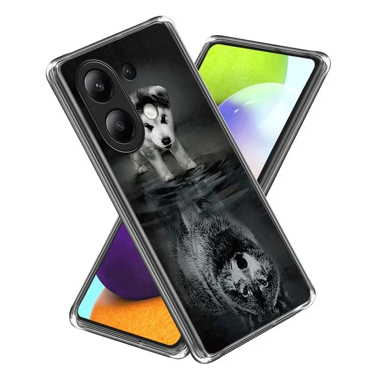For Xiaomi Redmi Note 13 4G TPU Case IMD Pattern Printing Drop-proof Phone Cover