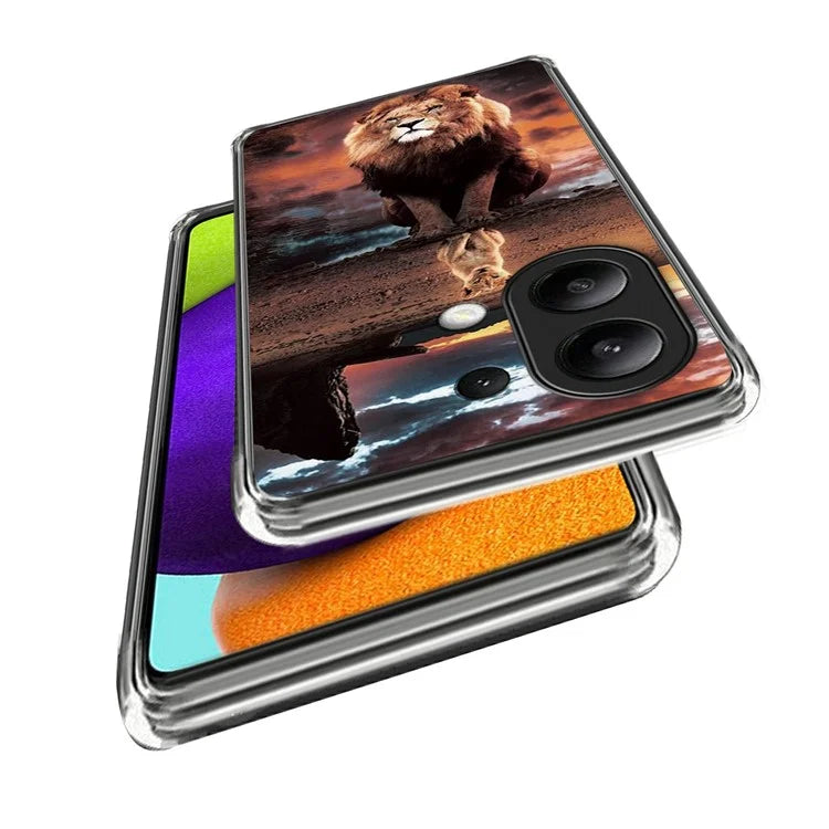 For Xiaomi Redmi Note 13 4G TPU Case IMD Pattern Printing Drop-proof Phone Cover