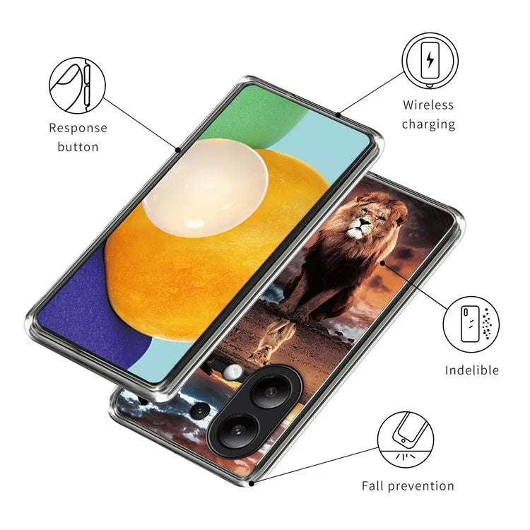 For Xiaomi Redmi Note 13 4G TPU Case IMD Pattern Printing Drop-proof Phone Cover