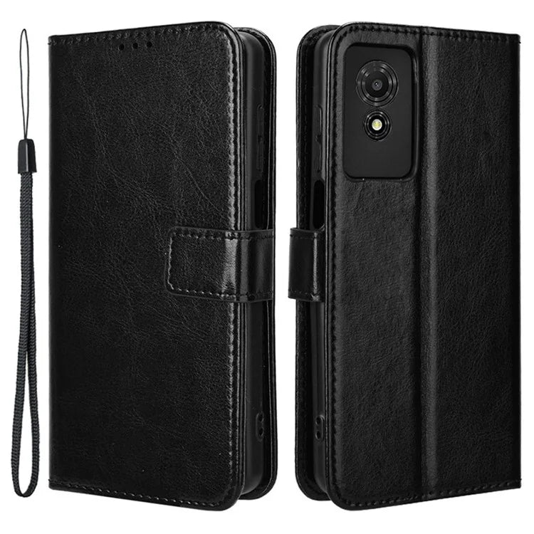 For TCL 501 Wallet Stand Case Crazy Horse Texture Leather Phone Cover